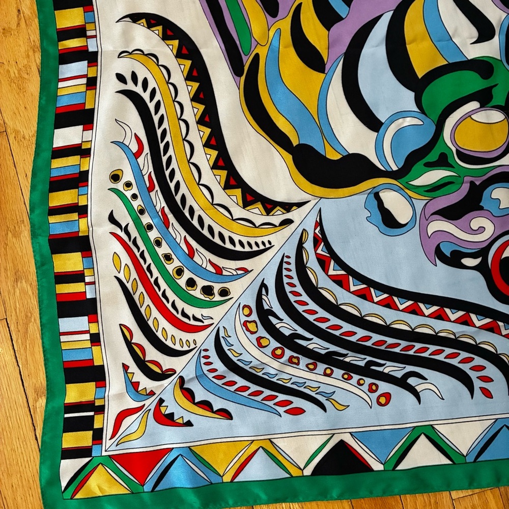 Vibrant Abstract Multicolored Large Square Polyester Scarf - Picture 4 of 9